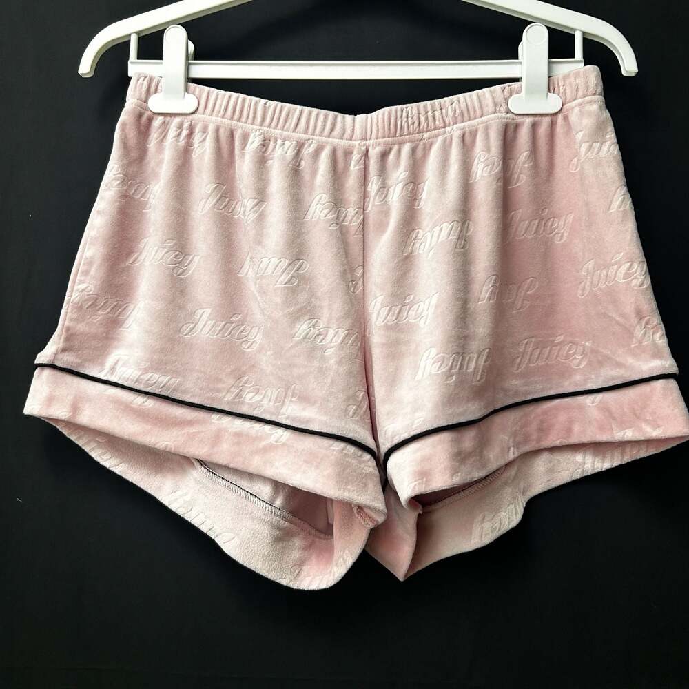 Juicy by Juicy Couture Pink Velour Logo Lounge Shorts Size L